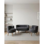 Sydney Modern Çay Seti Koltuk Takımı | Modern İskandinav Tarzı | Welsoft Kumaş | Antrasit