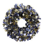 T.concept Yılbaşı Ön Kapı Süsü Yeni Yıl Noel Dekorasyon Mavi Gold Çelenk