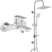 T-may Eca Dalia Banyo Bataryası+T-May Banyo Çam Kare Tepe Paslanmaz Krom Duş Takımı Seti