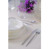 Tabak Evi 24 Parça 6 Kişilik Chic Platin Porselen Yemek Takımı