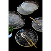 Tabak Evi Altın Yaldız Cam Pasta Tabağı 19CM 6 Lı 2339 - açıklamada