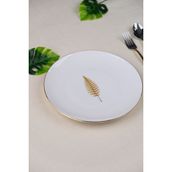 Tabak Evi Porselen Natura Fern Altın Yaldız Pasta Tabağı 20,50CM Tekli - 1 lt - Çok Renkli