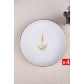 Tabak Evi Porselen Natura Marinum Altın Yaldız Çukur Tabak 18,50CM 4 Lü - Altın Yaldızlı