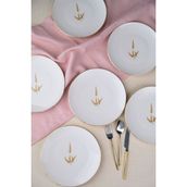 Tabak Evi Porselen Natura Marinum Altın Yaldız Pasta Tabağı 20,50CM 6 Lı