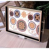 Tablo Life Dekoratif Lux Sunum Çay Söz Nişan Tepsisi Çok Renkli