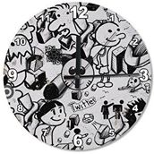 Tablomega Komik Karikatürler Ahşap 50x50 cm Duvar Saati