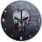 Tablomega Punisher Işığı Kuru Kafa Tasarım 50x50 cm Duvar Saati
