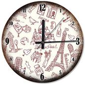 Tablomega SAAT-640-50 Pariste Şehri Yaşam Figürleri Baskılı 50cm Çap Duvar Saati