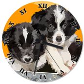 Tablomega SAAT-653-50 Siyah Beyaz Yavru Köpekler Tasarım 50 cm Çap Duvar Saati