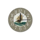 Tablomega SAAT-67-50 Üç direkli Mavna Denizde Ahşap 50 cm Çap Duvar Saati