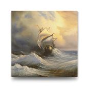 Tabloshop Dalgalı Denizde Gemi 60x60 cm Tablo