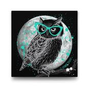 Tabloshop Yeşil Gözlüklü Baykuş 60x60 cm Tablo