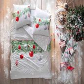 Taç Snowflake Desenli %100 Pamuk Yeşil Çift Kişilik Nevresim Takımı