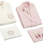 Taç Soft Bamboo May Pembe Ekru Çift Kişilik Bambu Aile Seti