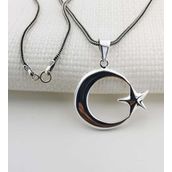 Takıhan 925 Ayar Gümüş Ay Yıldız Erkek Kolye