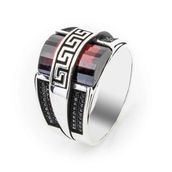 Takıhan 925 Ayar Gümüş Bombeli Zirkon Taşlı Erkek Yüzük