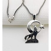 Takıhan 925 Ayar Gümüş Bozkurt Erkek Kolye