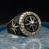 Takıhan 925 Ayar Gümüş Pusula Erkek Yüzük