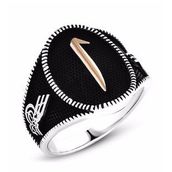 Takıhan 925 Ayar Gümüş Tuğra Detaylı Elif Erkek Yüzük