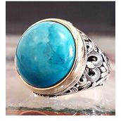 Takıhan 925 Ayar Gümüş Turkuaz Taşlı Yuvarlak Erkek Yüzük