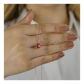 Takıhan Damla Tasarımlı Kırmızı Zirkon Taşlı 925 Ayar Gümüş Kadın Kolye