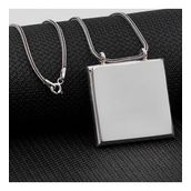 Takıhan Düz Kare Parlak Gümüş Cevşen Muska Kabı Kolye