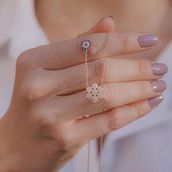 Takıhan Kar Tanesi Nazar Tasarımlı Rose Kaplama 925 Ayar Gümüş Kadın Kolye