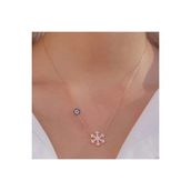 Takıhan Kar Tanesi ve Nazar Tasarımlı Rose Kaplama 925 Ayar Gümüş Kadın Kolye