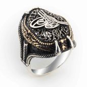 Takıhan TH2291 Pençeli Tuğralı Gümüş Erkek 925 Ayar Yüzük