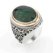 Takıhan TH2309 Yeşil Zirkon Taşlı Muhteşem Tasarım Gümüş Erkek 925 Ayar Yüzük