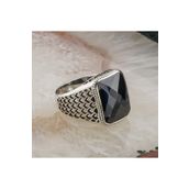 Takıhan TH2431 Zirkon Taşlı Desenli Gümüş Erkek 925 Ayar Yüzük