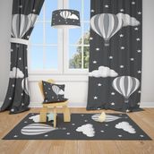 Talia Home TLA-103 2 Kanat Balonlu Gri 70x200 cm Çocuk Odası Perde