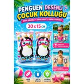 Tamsena Store 30x15 Cm Penguen Desenli Şişme Kolluk Çocuk Havuz Deniz Kolluğu Yüzme Yardımcı Kolluk Yazlık Çocuk Kolluğu