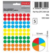 Tanex OFC-128 Mıx 10 mm 540 Adet Color Ofis Etiketi