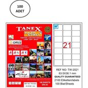 Tanex TW-2021 63.5x38.1 mm 100 Adet Lazer Etiket