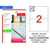 Tanex TW-2102 210x148.5 mm 100 Adet Laser Etiket