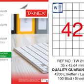 Tanex TW-2154 35x42.64 mm 100'lü Lazer Etiket