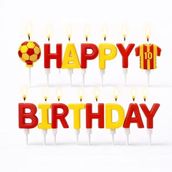 Taraftar Temalı Futbol Topu Happy Birthday Sarı Kırmızı Mum Set