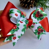 Tasarım Tokam El Yapımı Yılbaşı Desenli Kırmızı Yeni Yıl Noel Yılbaşı Saç Tokası 15 cm x 10 cm