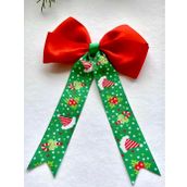 Tasarım Tokam El Yapımı Yılbaşı Desenli Yeşil Kuyruklu Kırmızı Yeni Yıl, Noel, Yılbaşı Saç Tokası 18 cm x 13 cm