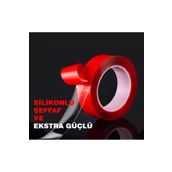 Tbyshop Silikonlu Çift Taraflı Bant Su Geçirmez Akrilik Şeffaf Bant 18Mm X 2 Mt