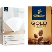 Tchibo Gold Selection Öğütülmüş Filtre Kahve 250 gr & 80'li Beyaz Filtre Kahve Kağıdı