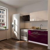 Tdesigno Anka 120 CM Parlak Mürdüm ve Beyaz Mutfak Dolabı