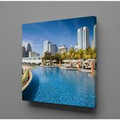 Technopa Akarsu Manzaralı Şehir 130x130 cm Kanvas Tablo