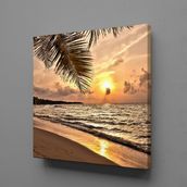 Technopa Deniz Üzerine Doğan Güneş 25x25 cm Kanvas Tablo