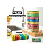 Technow Klasik 9 x 6 cm 4 Renkli Düz Bulaşık Süngeri 10 Adet
