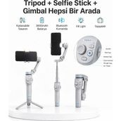 Techora Sale 3 Eksen Telefon Gimbal Stabilizer Yapay Zeka Takipli Katlanabilir Dahili Dolgu Işıklı Video Sabit - Renkli