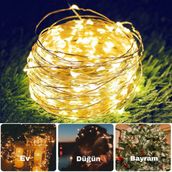 Techtic Solar 100 Led 12Metre Güneş Enerjili Bahçe Ev Parti Perde Süsü Noel Yılbaşı Ağacı Işığı