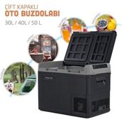 Tecnopoint TC21-18 Çift Kapaklı Oto Buzdolabı | 50 Litre - Antrasit