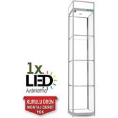 Teda Camlı Vitrin - Cam Dolap - Camlı Koleksiyon Vitrini - Teşhir Vitrini - Kupa Dolabı 200X40X40KOD:2040 - Siyah - Beyaz